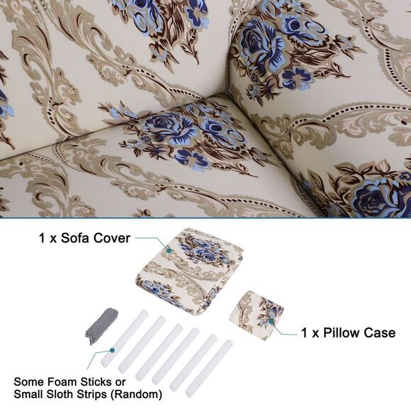 Stretch 3 Seater Sofa Cover Elastic Printed Slipcovers with One Pillowcase Large - Picture 6 of 6